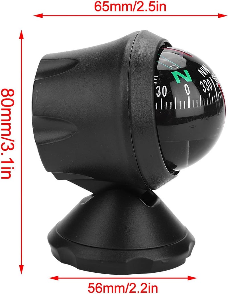 Glomora Marine Boat Compass - Black Electronic Military-Grade Ball Compass for Nighttime Navigation - Image 2